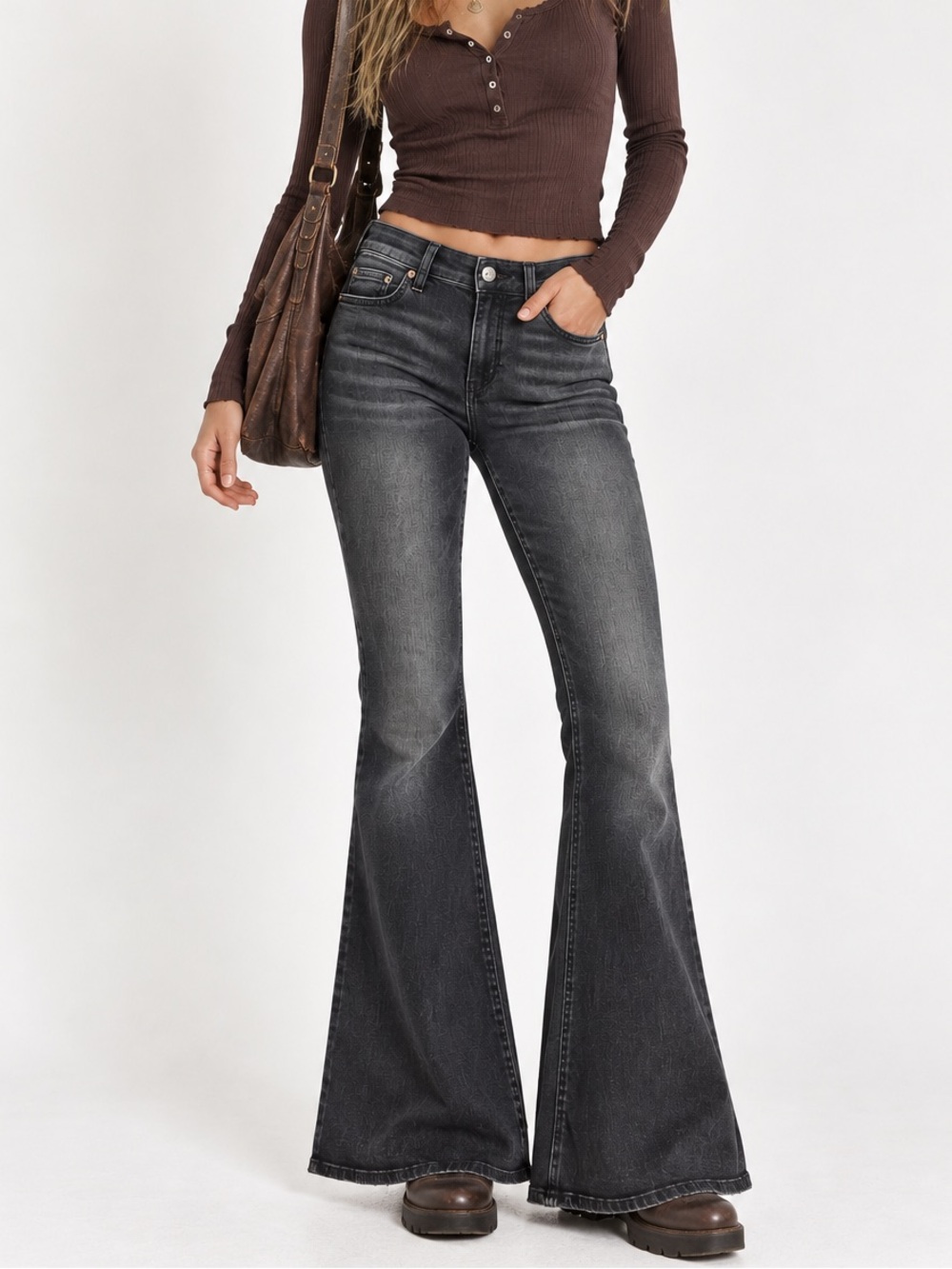 BDG Urban Outfitters Black Wash High Rise Flare Jeans Size 27 Y2K